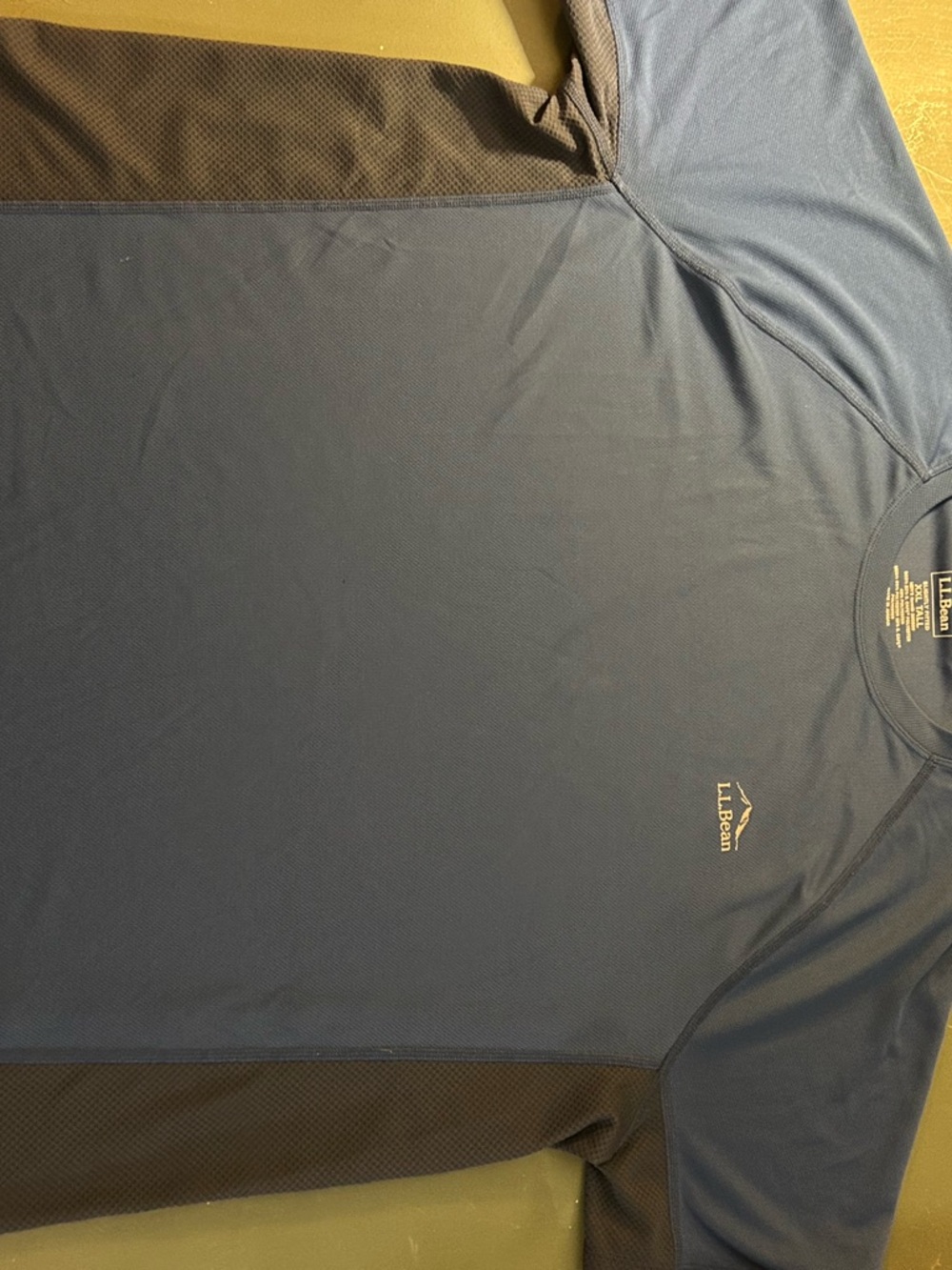 L.L. Bean Men's Short-Sleeve Performance Shirt - Blue with Navy Panels